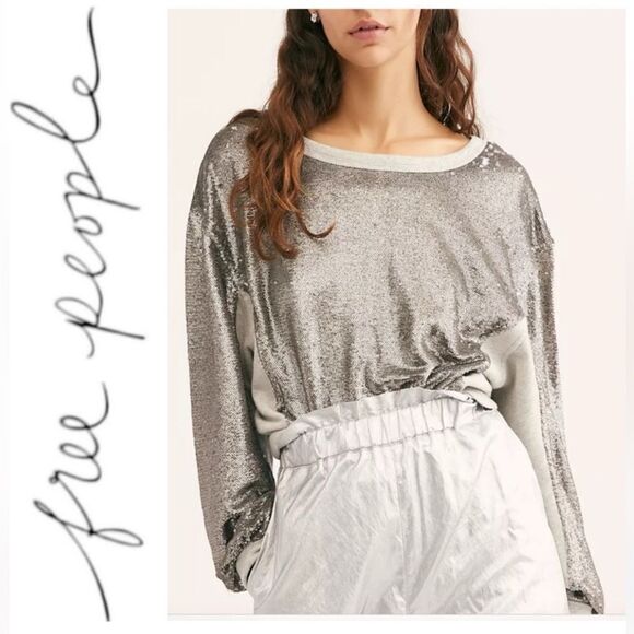 Free People Rise & Shine Sequin Sweatshirt - Picture 1 of 4